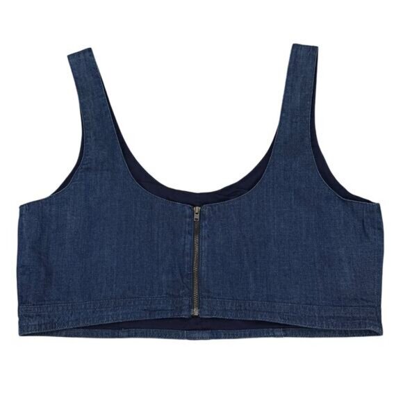 Banana Republic Denim Scoop Neck Corset In Dark Blue Womens Size 14 - Picture 6 of 6